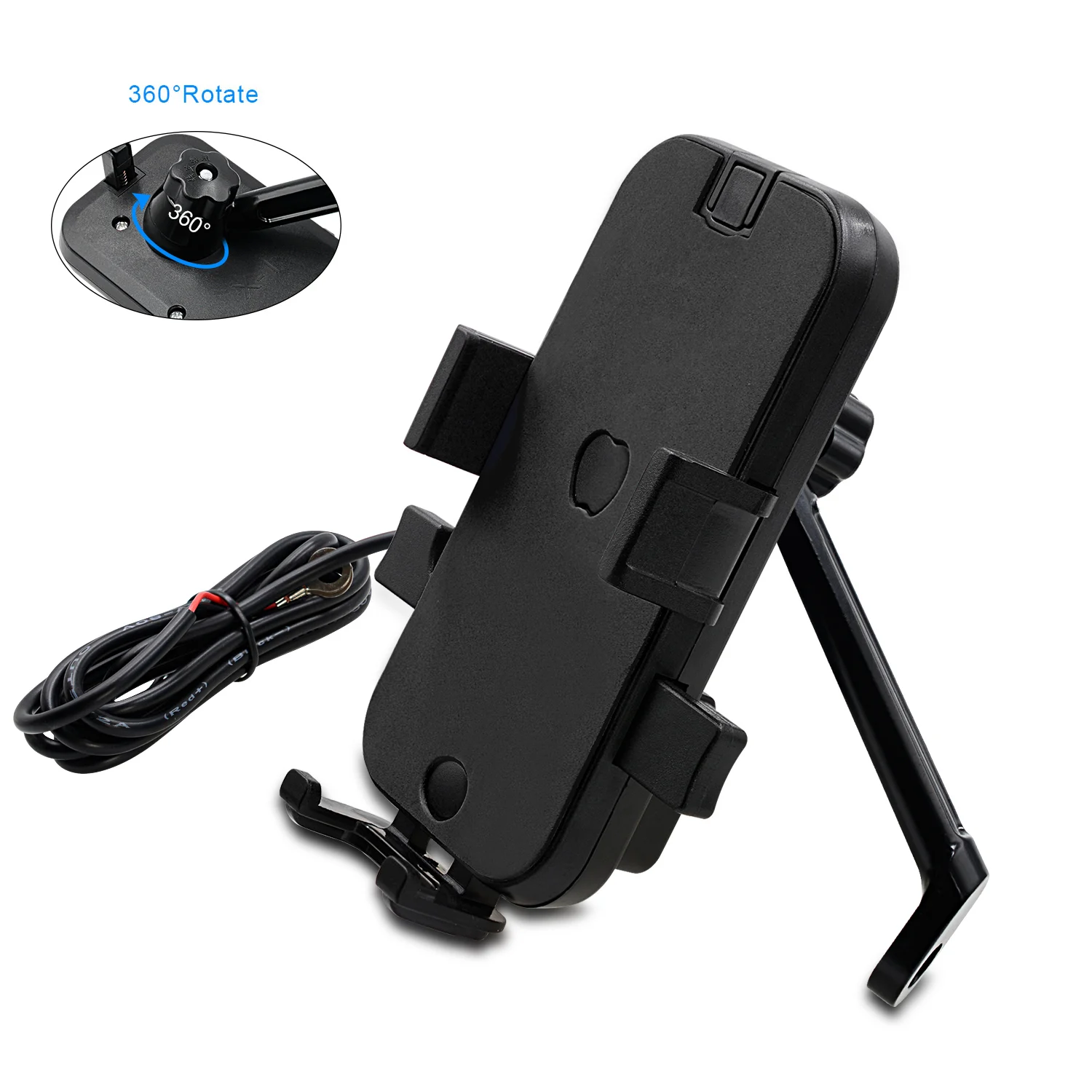 

Dual USB Charger Motorcycle Phone Holder 360° rotation Stand for Motocycle Bike Rearview Holder for 4''-6.5'' Smart Phone