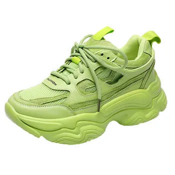 

Thick Bottom Women Casual Shoes Round Toe Women Flats Cross-Tied Daddy Shoes Sneakers Running Chunky Sneakers Trainers Female