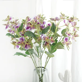 

Artificial Silk Balsamine Flowers High Quality Orchid Fake Flower 5 Heads Plants for Wedding Home Festival Decoration
