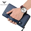Business Genuine Leather Wallet Long Double Zipper Wrist Men Phone Wallet Purses Cowhide Luxury Brand High Capacity Clutch Bag 3