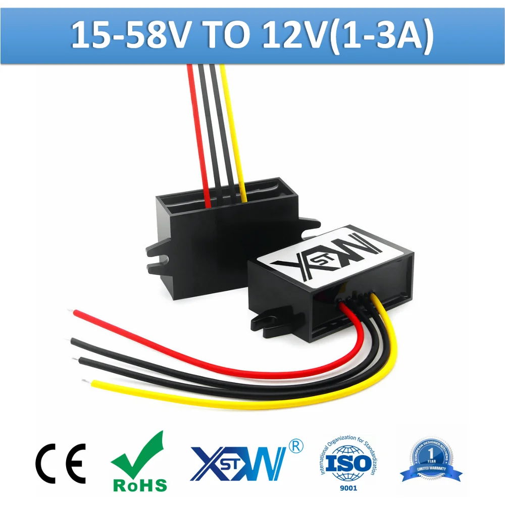 XWST 15-58v 24v 36v 48v to 12V 1A 2A 3A DC To Step Down Module 12v Buck Power Converter With Reverse Connection Protection |