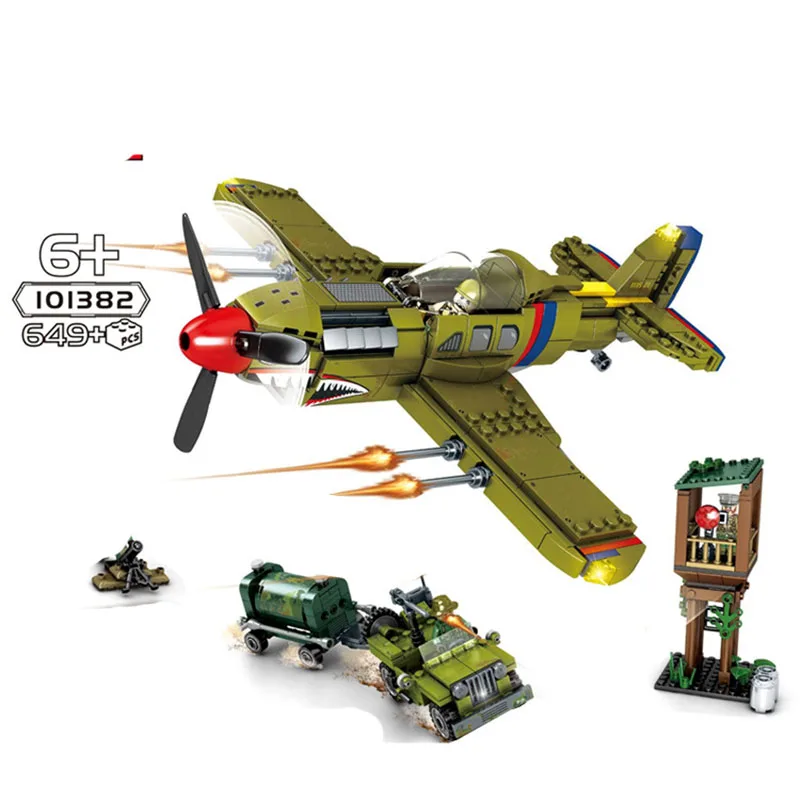 

SEMBO 101382 Empires of Steel Military Building Block WW2 Fighter US Pearl Harbor Bricks Helicopter Educational Toy for Children
