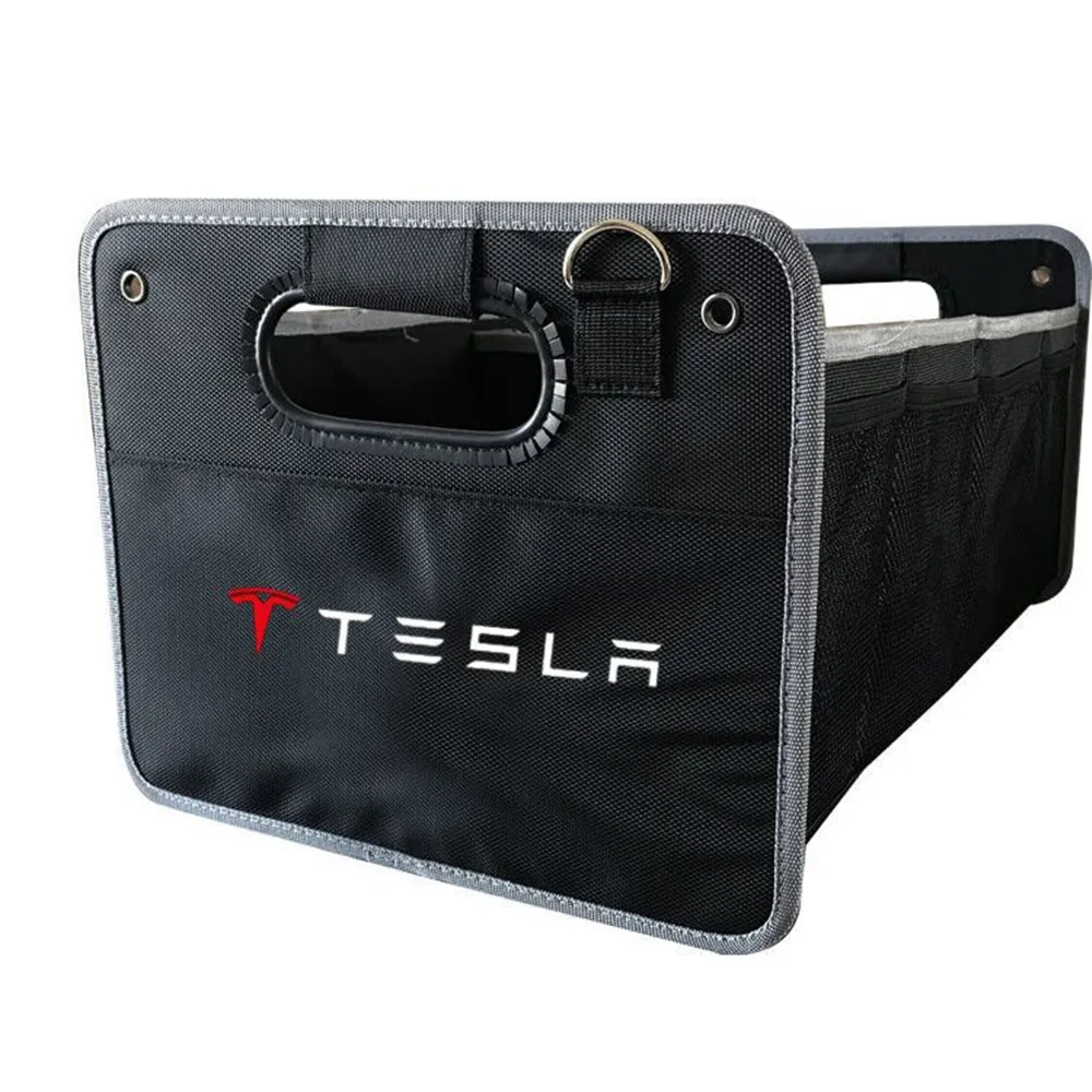 1X Rear Trunk Box For Tesla Model S Model 3 Model X Foldable Large Capacity Organizer Car Accessories Trunk Storage Box