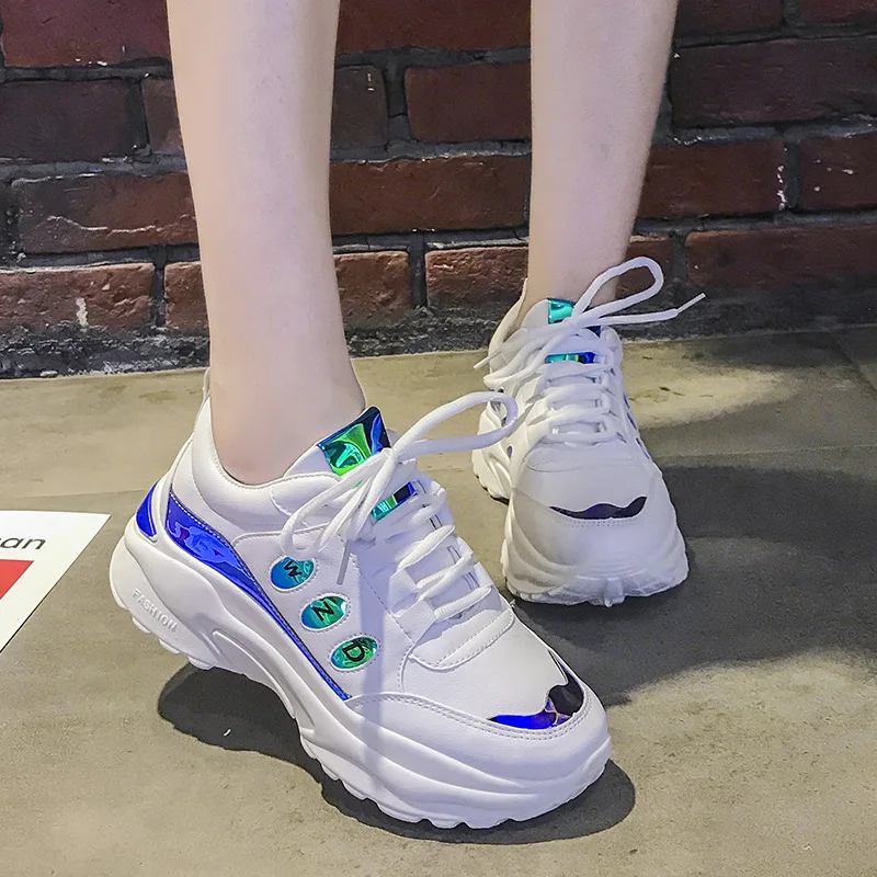 

2019 New Autumn new muffin with lace color sneakers thick-soled running shoes comfortable women's sports shoes ZQ-58