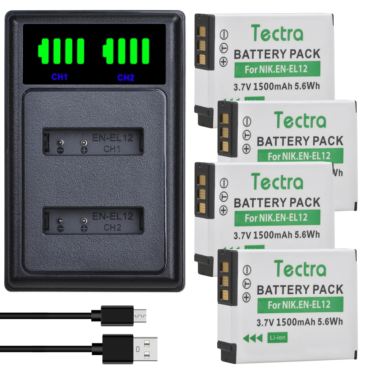 1500Mah En-El12 Enel12 En El12 Batterie Per Fotocamera + Led Usb Doppio Caricatore Per Fotocamera Nikon Coolpix S9900 S9700 Aw120 S9500 Aw110 S70