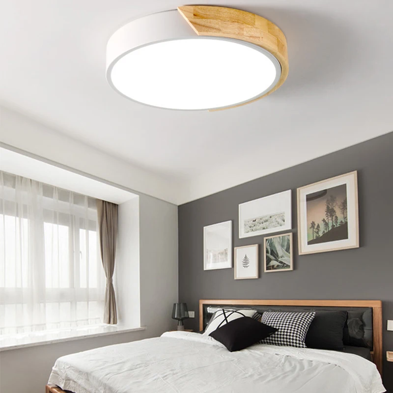 

Modern LED Ceiling Light Ultra Thin Wooden Ceiling Lamp Living Room Lighting Kitchen Corridor Balcony Light with Remote Control