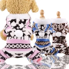 Fleece Dog Pajamas Elk Pattern Jumpsuit For Dogs Winter Dog Clothes Warm Christmas Pet Clothing For Small Dogs Chihuahua 10E