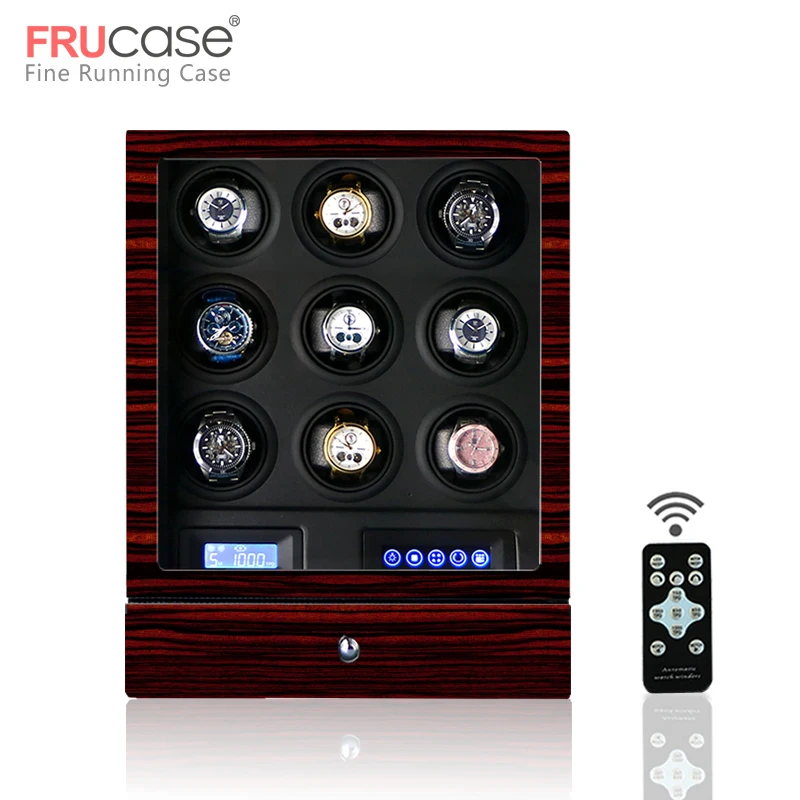 FRUCASE часы winder box 9 Автоматический чехол для часов с ЖК-сенсорным экраном/пульт дистанционного управления/светодиодный светильник