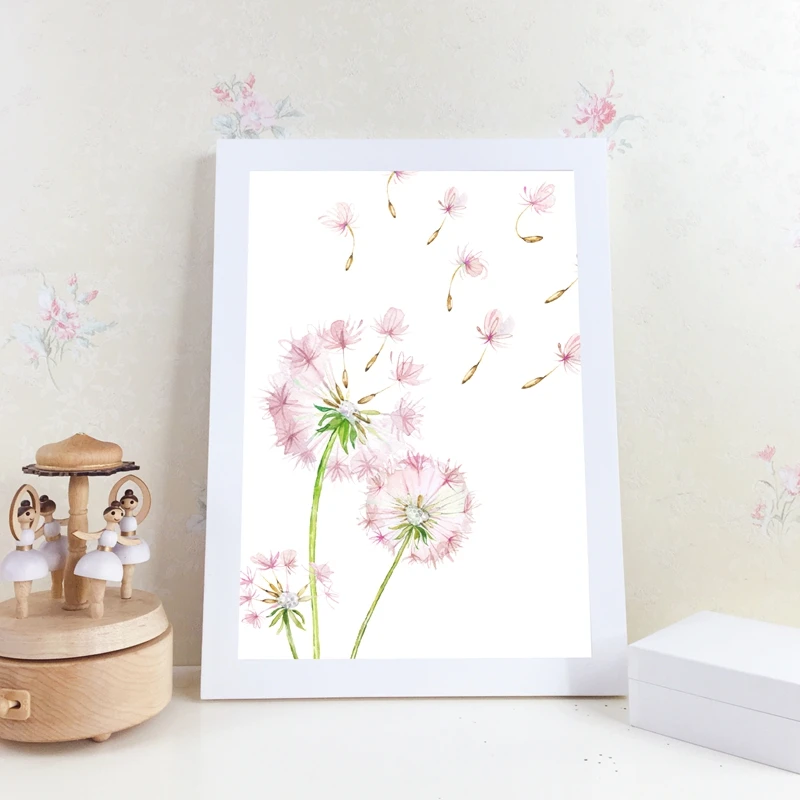 Blowing Dandelion Print Pink Watercolor Art Canvas Painting Picture Baby Girls Gift Nordic Poster Prints Nursery Wall Art Decor|Painting & Calligraphy| - Aliexpress