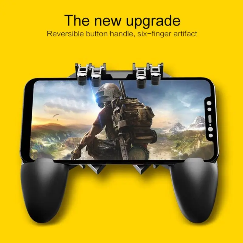 AK66 Six Finger All-in-One Mobile Game Controller Free Fire Key Button Joystick Gamepad L1 R1 Trigg
