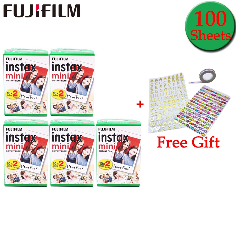 20-100 листов Fuji Fujifilm instax white Color Edge Fims для instax mini 8 9 7s 90 25 50 sp1 фотобумага с бесплатным подарком - Цвет: 100 Sheets with gift