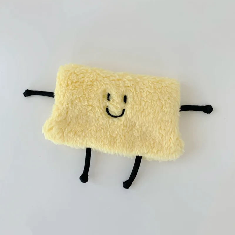 Ins 만화 귀여운 웃는 얼굴 자수 연필 가방 노란색 치즈 캐릭터 봉제 연필 케이스 지갑 학교 용품 편지지