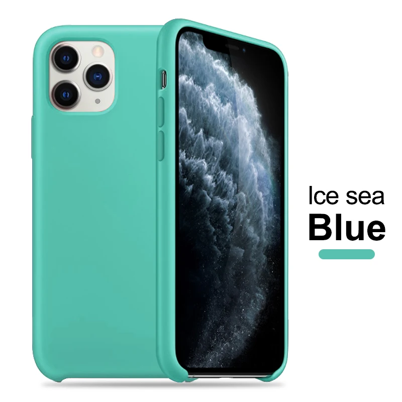 Жидкий силиконовый чехол для телефона для Apple iphone 11 Pro X XS Чехлы для MAX Xr для iphone 11 7 6 8 Plus Xr X с логотипом задняя крышка - Цвет: Ice Sea Blue