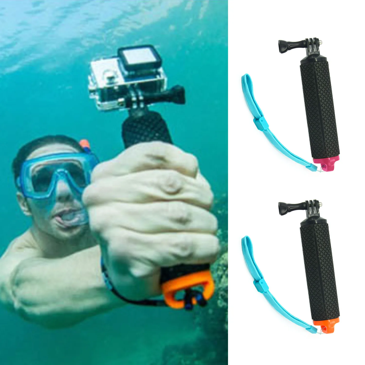 Gosear Impermeabile Hand Grip Bobber Aste Di Montaggio Pole Galleggiante Stick Per Gopro Go Pro Eroe 4 3 3 + 2 1 Xiaomi Yi 2 4 K 4 K H9 Accessorio