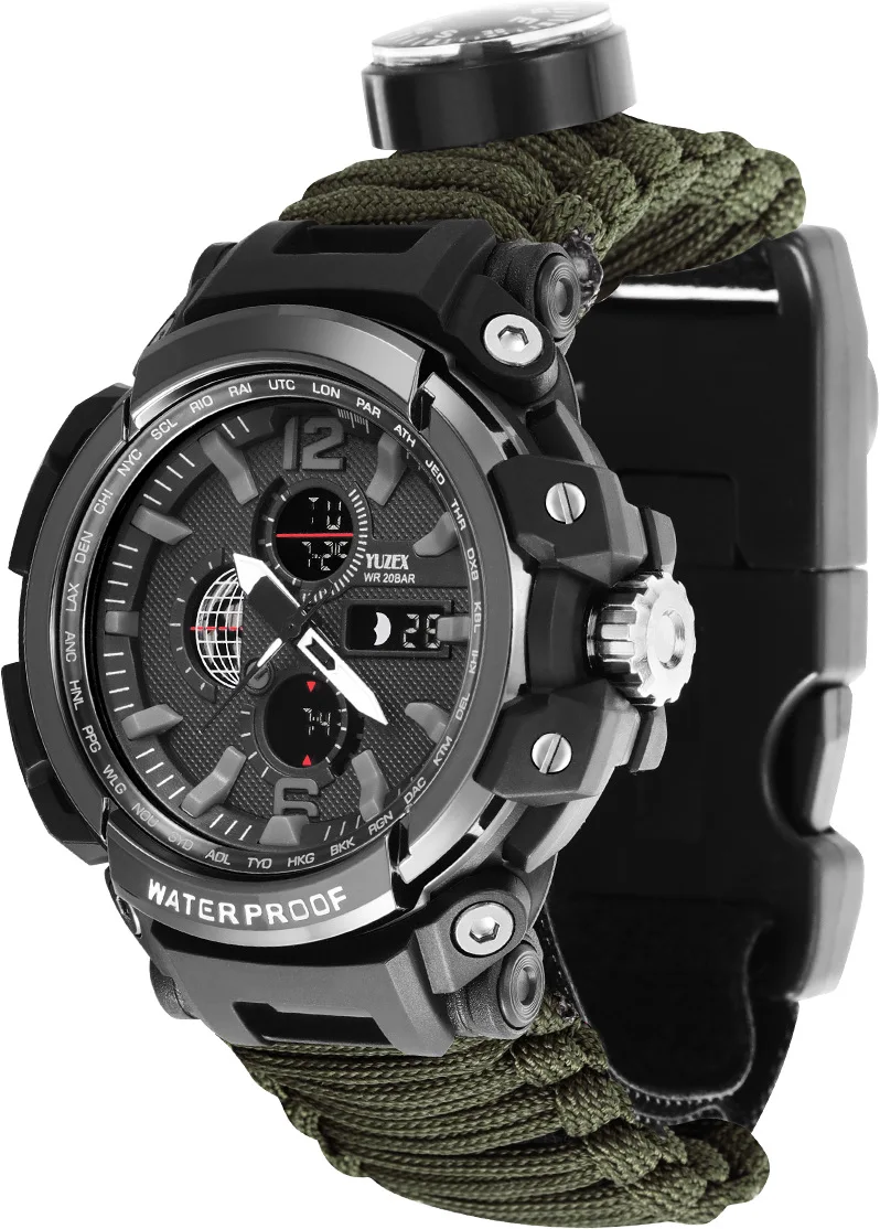 Military Watch Открытый Тактический выживания часы браслет Кемпинг комплект выживания часы с Паракордом EDC Мультитул Браслет Водонепроницаемый - Цвет: Military Watch