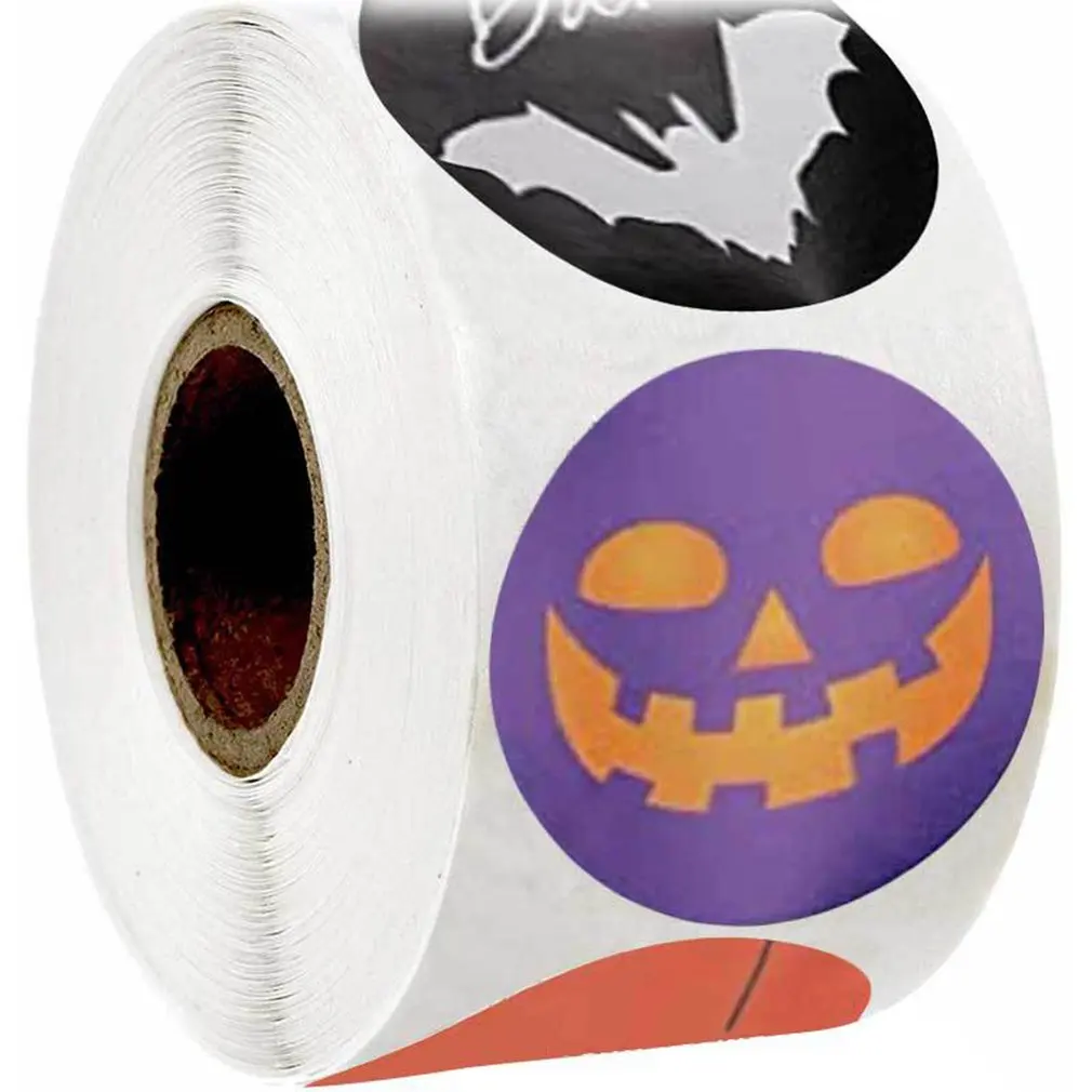 

1 inch 500Pcs/lot Halloween Pumpkin Ghost Pattern Stickers 25mm Design DIY Roll Envelopes Stocking Seal Sticker