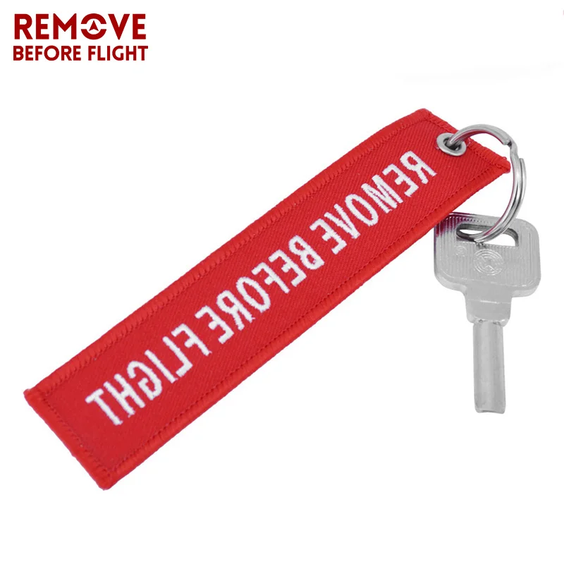 Remove Before Flight Key Chain Chaveiro Red Embroidery Keychain Ring for Aviation Gifts OEM Key Ring Jewelry Luggage Tag Key Fob1