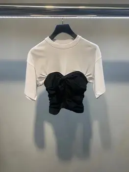 

2020 casual summer new women patchwork T-shirt tops female tee tops 2 color ddxgz2