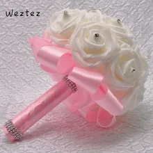 Высокое качество букет Свадебный букет лента с кристаллами Свадебные цветы Букеты цветы аксессуары SPH158