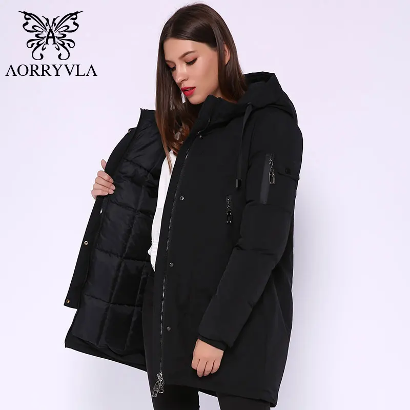 Online AORRYVLA 2019 Neue Kollektion Winter Unten Jacke Lange Parka Mit Kapuze Mantel Dicke Jacke Frau Parka Winter Jacke Warme Hohe Qualität