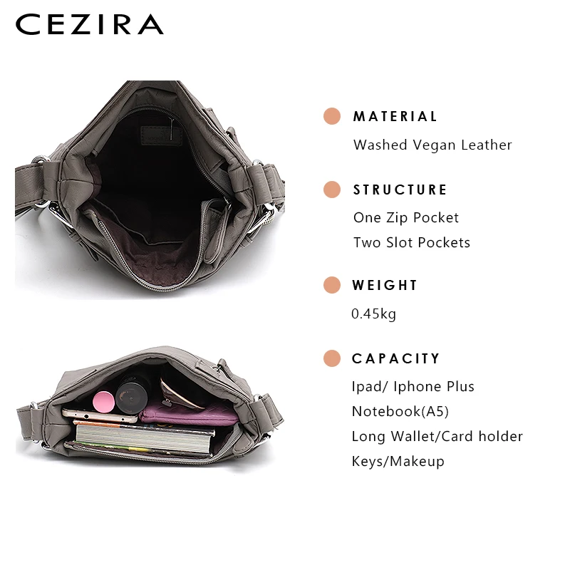 CEZIRA/повседневные женские сумки-мессенджеры из искусственной кожи с эффектом потертости; маленькая сумка на плечо с несколькими карманами для девочек; сумки на плечо на молнии