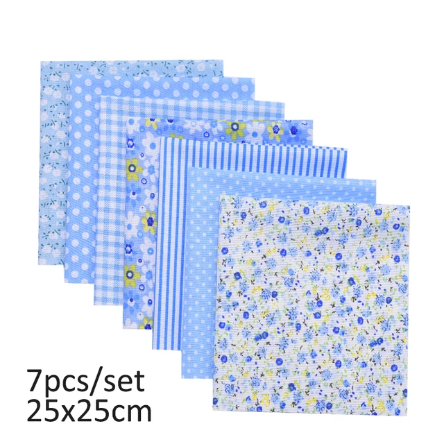 20cmx25cm and 25cmx25cm Cotton Fabric Printed Cloth Sewing Quilting Fabrics for Patchwork Needlework DIY Handmade Material 7pcs 25x25cm