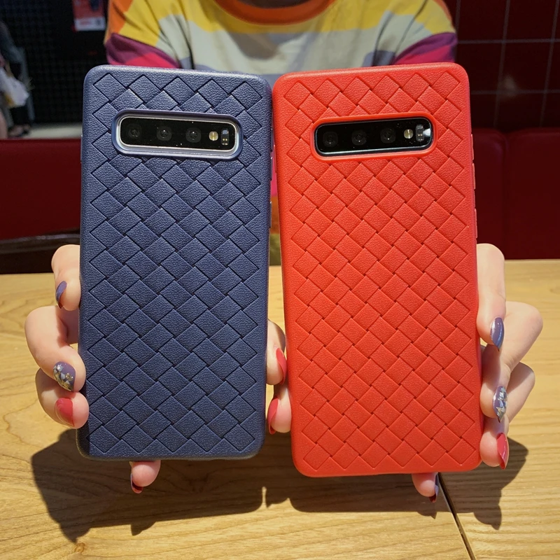 Тканый сетчатый Мягкий силиконовый чехол из ТПУ для Samsung Galaxy S8 S9 S10 S10e Note10 Plus A10 A20 A30