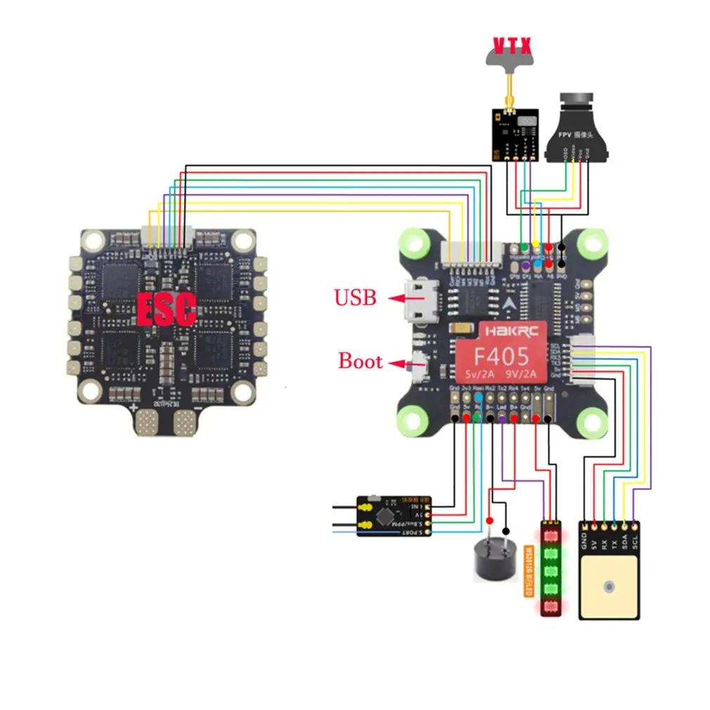 HAKRC F405 Контроллер полета 5 в 9 в двойной BEC OSD 3-9S MPU6000 для RC Дрон FPV гоночные запчасти аксессуар