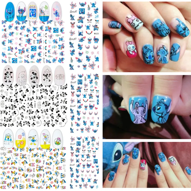 Disney Lilo &amp Stitch Children's Nail Stickers Mickey Minnie Toys Accessories Cool Painting Girls Kawaii Cartoon Decoration Gifts |