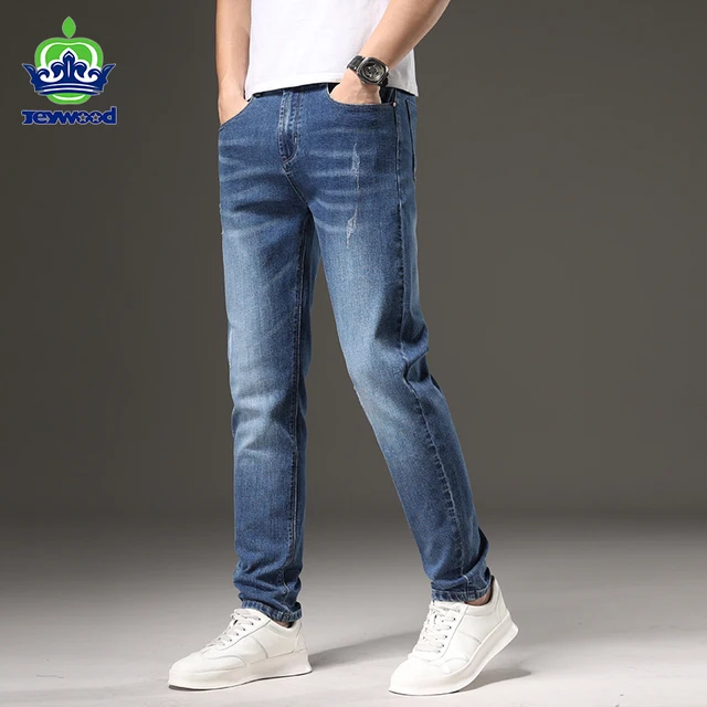 2022 New Spring Summer Cotton Jeans Men Denim Skinny Fashion High quality Stretch Vintage blue Grey Trousers Slim Pants Male 1