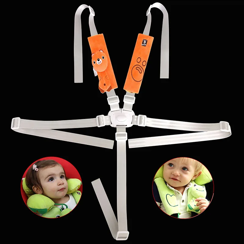 Safety Belt Harness For Pushchair Baby Car Dinner Chair Car Seat Stroller Shoulder Crotch Protectors Universal Bebe Accessories baby car seat belt shoulder pad stroller belt strap covers soft infant kids seats pushchair universal stroller accessories