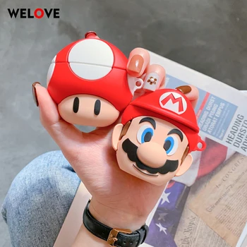 

New Cartoon Super Mario Brothers Mushroom Toad Headphone Cover For Airpods pro Soft Cute Bluetooth Earphone Case For Airpods 1 2