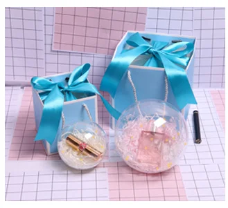 blue empty box Прозрачный шар, Подарочная Коробка, бант, лента, губная помада, Коробка для парфюма, конфеты, пластиковая упаковка, Коробка для детей, картридж, conos, papel boda - Цвет: blue empty box