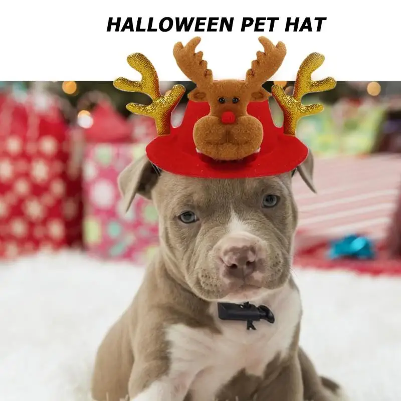 Рождественская шляпа для животных, Рождественская повязка на голову для собаки, кошки, Рождественское украшение для волос для домашних животных, костюм Санта-Клауса, оленя, рога, косплей, новогодний декор