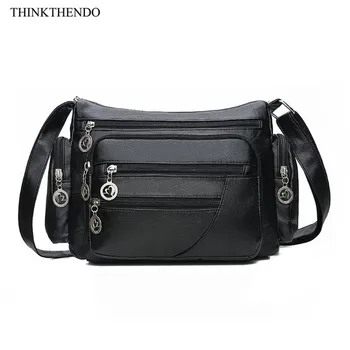 

Women Girl PU Leather Shoulder Crossbody Bag Multi Zipper Messenger Satchel Tote Purse