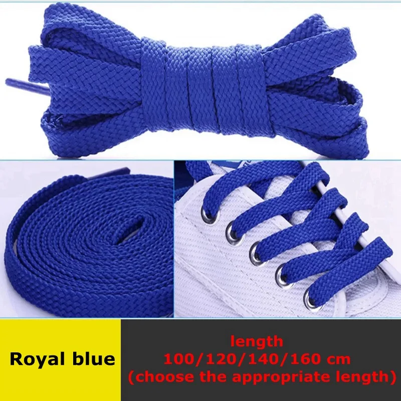 Royal blue Плоские шнурки, двойные полые тканые белые шнурки для обуви, подходят для всех видов обуви, не выцветают, высокое качество, шнурки для обуви - Цвет: Royal blue