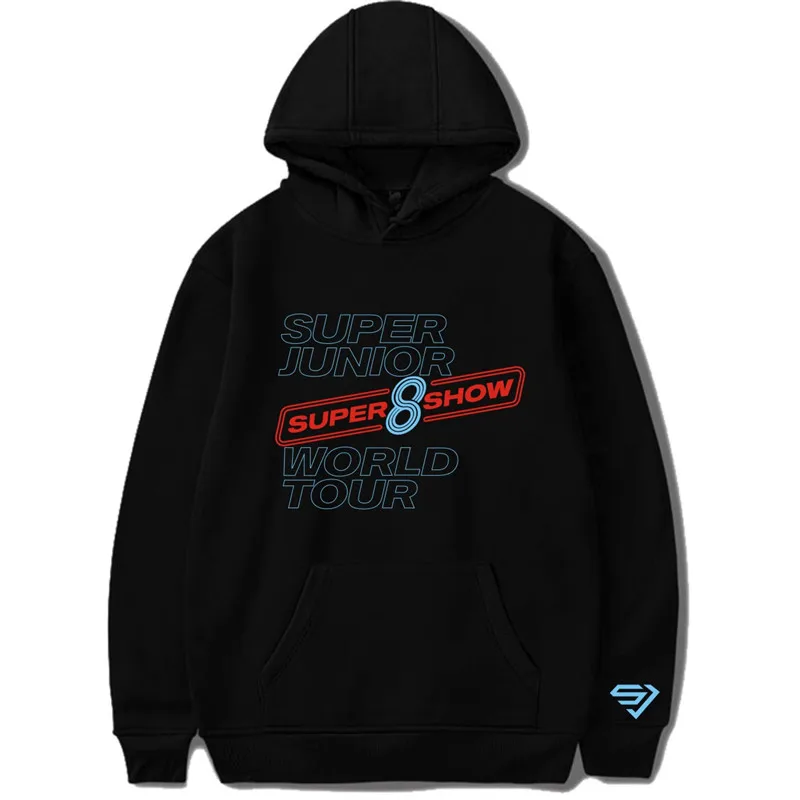 Свитшот с капюшоном и принтом Super Junior SJ Album World Tour SUPER SHOW 8 худи Kpop пуловеры оверсайз