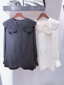 

2020 luxury high quality women embroidery shirt blouse female casual looose long sleeve shirt 2 color gdnz 5.14