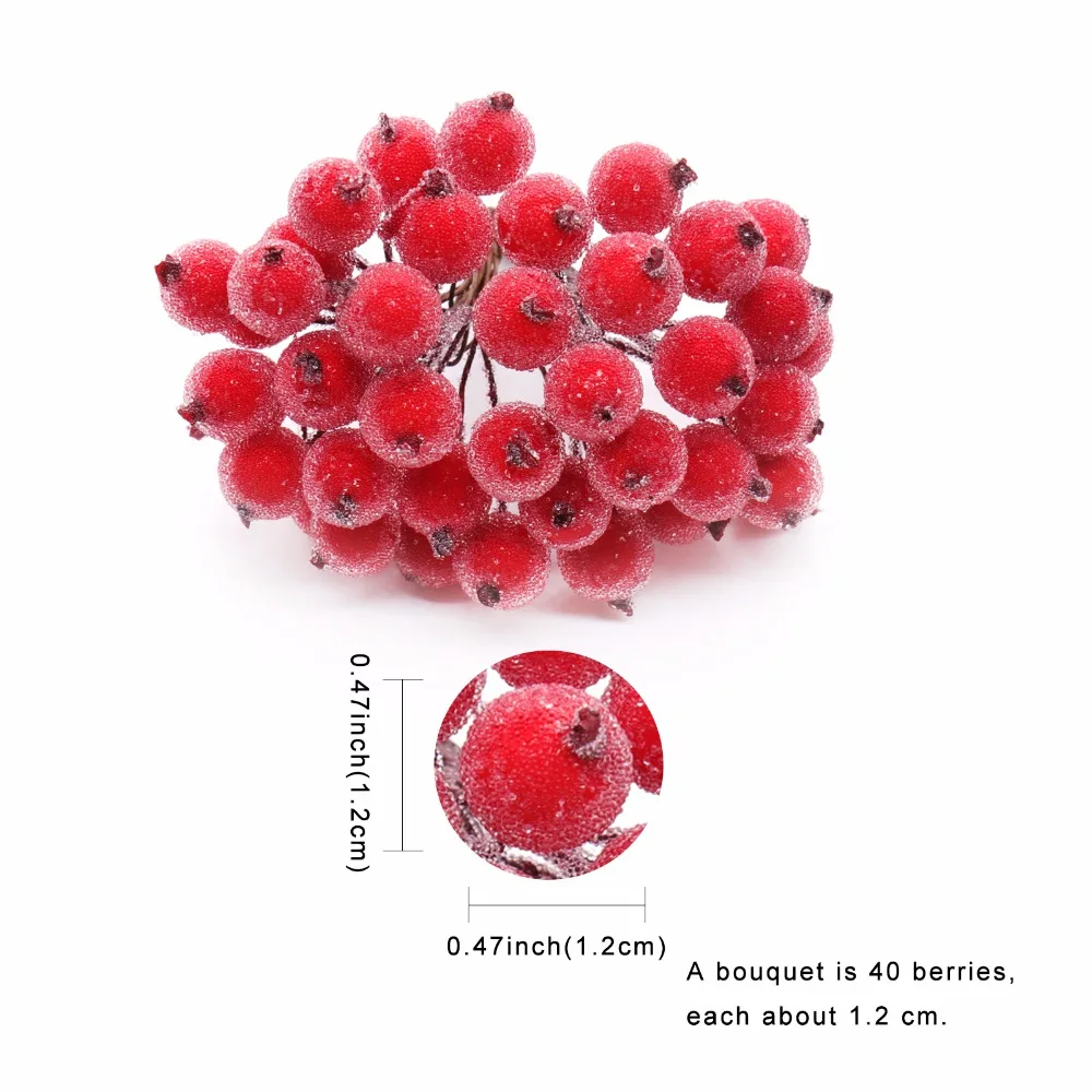 Heads Mini Christmas Frosted Fruit Berry Holly Artificial Decorative Flower DIY Home Decoration Wedding Decor | Дом и сад