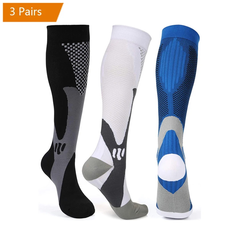 Brothock 3 Pairs Compression Socks for Women & Men 20 30 mmHg Comfortable Athletic Nylon Medical Nursing Stockings Sport Running