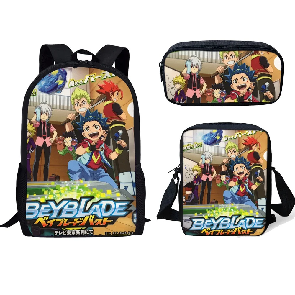 Мода: Beyblade Burst игра 3 шт. набор рюкзак 3D Аниме принт Студенческая школьная сумка рюкзак Школьная Сумка подростковая мягкая спинка Mochilas