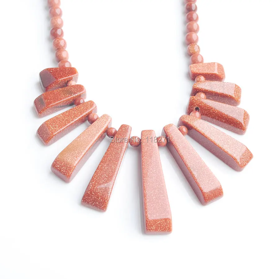 

WOJIAER Natural Golden Sand Gem Stone 11Pcs Stick Necklaces Pendants for Women Charm Jewelry 17.5 Inches PF8003
