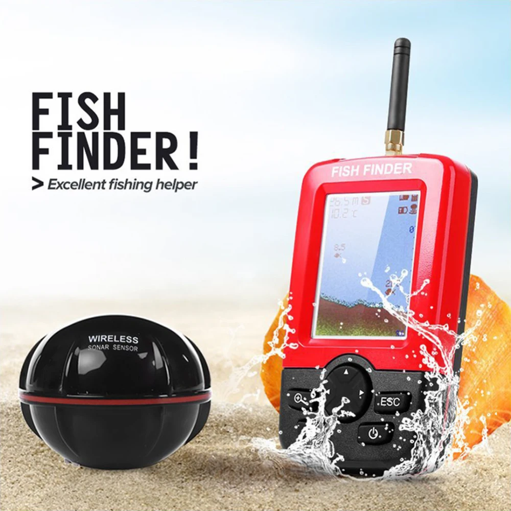 

Outdoor Portable Smart Depth Fish Finder with 125 KHZWireless Sonar Sensor Sounder ABS Fish Finder Range 100 M Fishing Tool