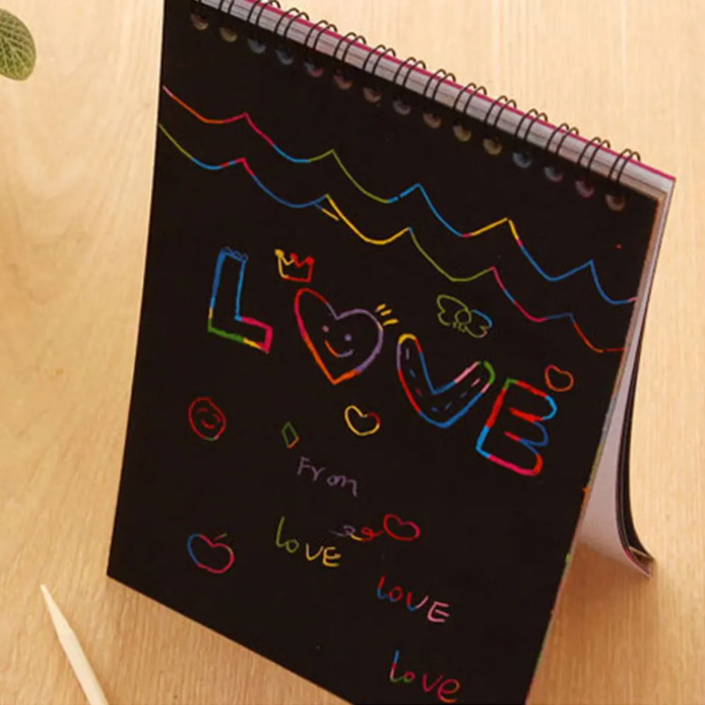 Scraping Painting Book DIY Paper Thick Child Graffiti Magic Painting Colorful Draw Scrapbook Describe Notebook Fun Tools