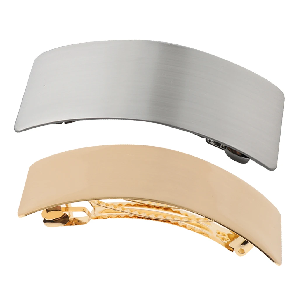 Fashion Metal Barrette Curved Automatic Hairpin French Large Rectangle Hair  Spring Ponytail Holder Hair Clip Accessories