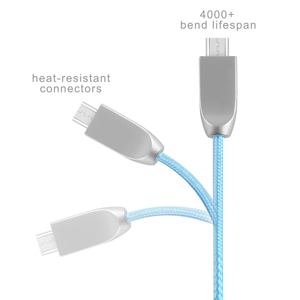 1 м Micro USB кабель из цинкового сплава нейлоновый для передачи данных плетеный