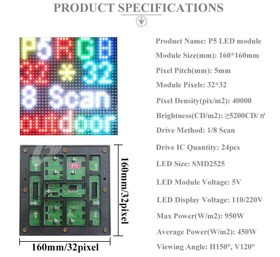 2 P5 SMD2525 Outdoor RGB Full color LED display module 9