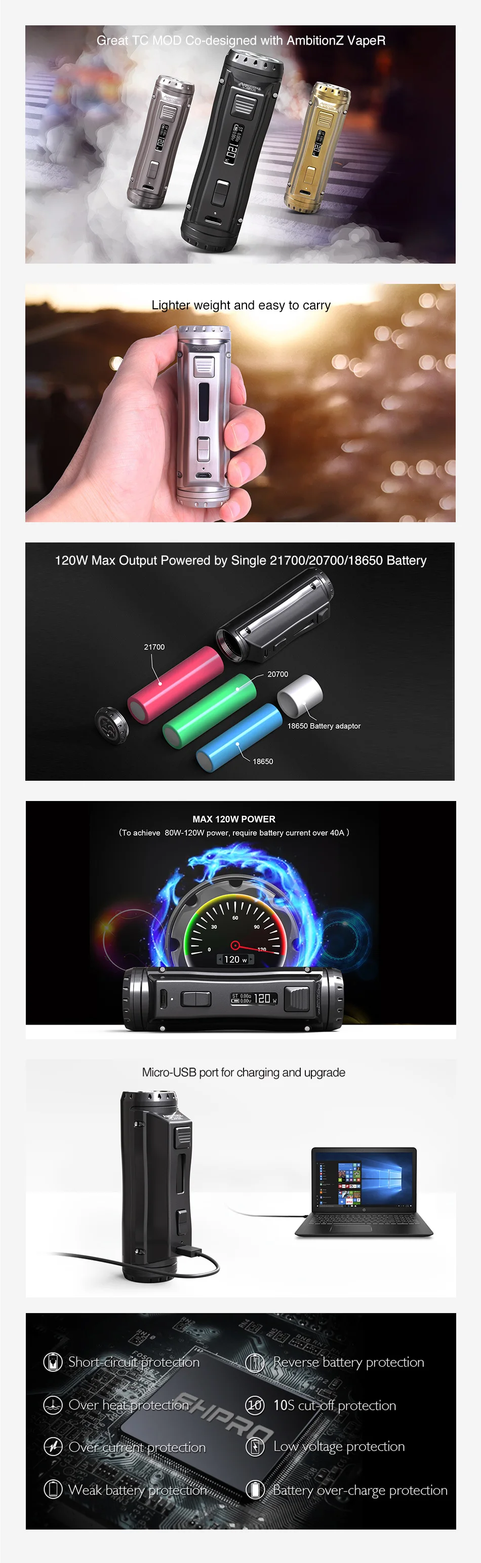 Ehpro Cold Steel 100 120W TC Box MOD