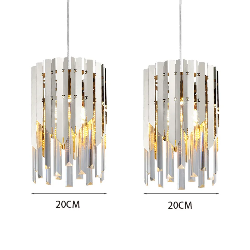 Modern Crystal Chandelier Lighting Dining Room Kitchen Island Bedroom Chain Loft Chandeliers Ceiling GoldChrome Light Fixtures (2)