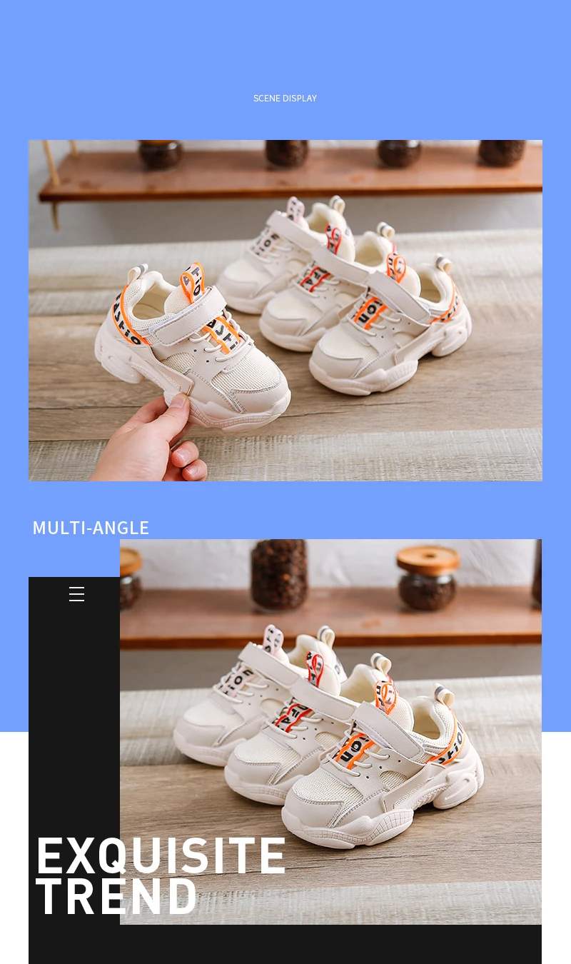 New Autumn Kids Casual Sneakers Baby Girls Fashion Shoes Children Mesh Sport Sneakers Boys Beige Brand Chunky Sneakers Trainers